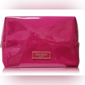 NEW YVES SAINT LAURENT BEAUTY Glossy Pink Pouch Makeup Bag with Dust Bag